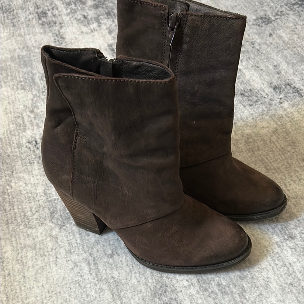Aldo Brown Suede Heeled Boots with Western Charm